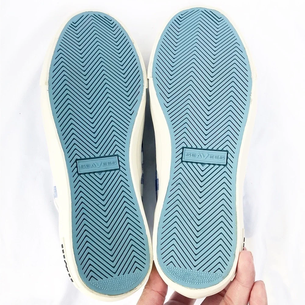 J.CREW x SEEVEES | BLUE & WHITE GINGHAM SNEAKERS SIZE 8.5